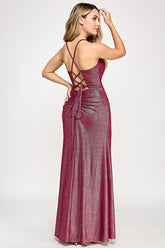 Lenovia USA 5328-D Foil Stretch Fabric Bridesmaids Dress